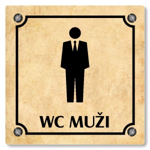 WC muži, 80x80mm, pergamen, Kansas
